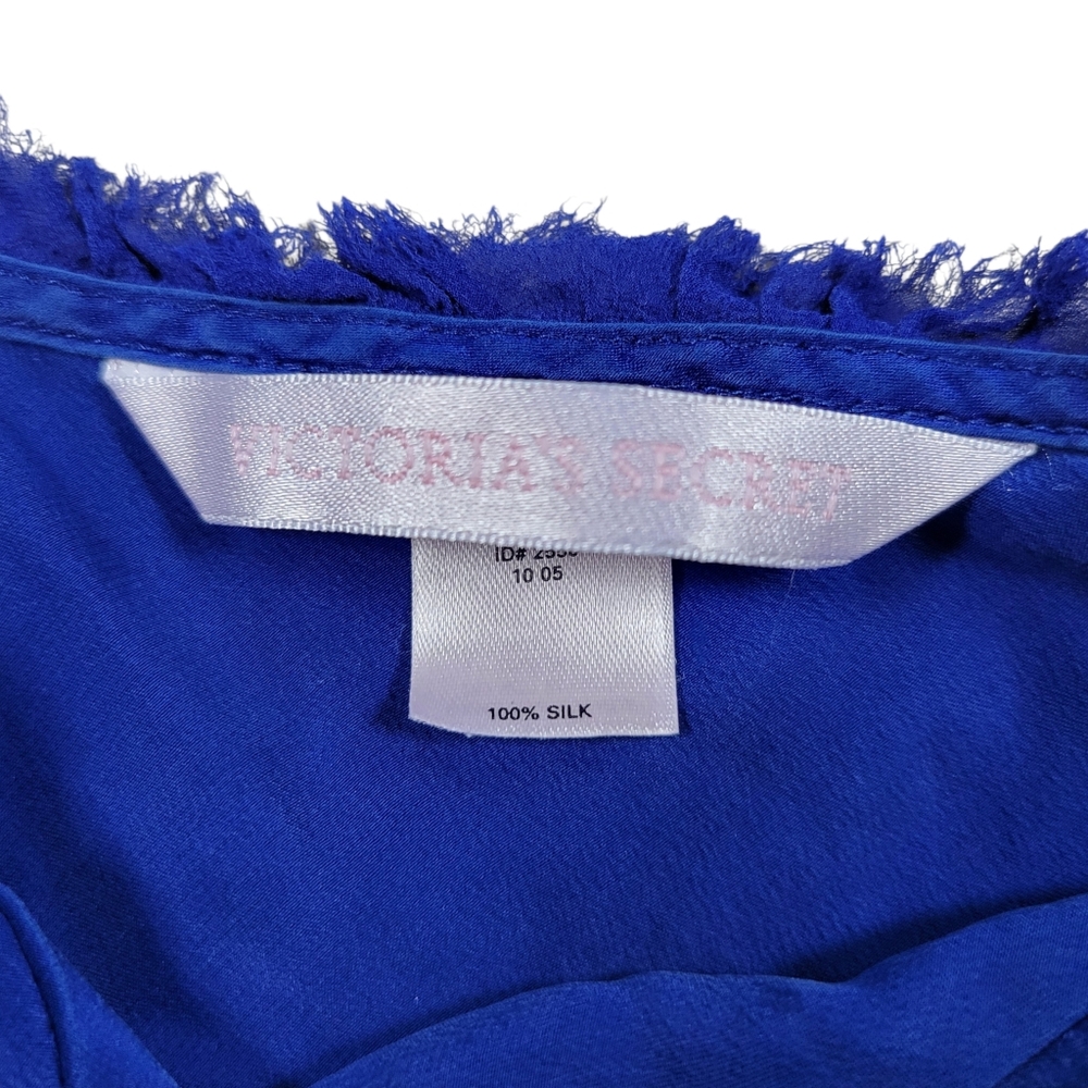 VTG Victoria's Secret Womens Dress S Royal Blue Y2K Silk Babydoll Slip Raw‎ Edge - Picture 4 of 15